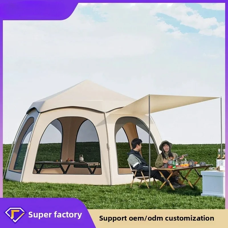Tent outdoor camping beach portable folding automatic quick opening hexagonal tent camping rainproof sunscreen wholesale