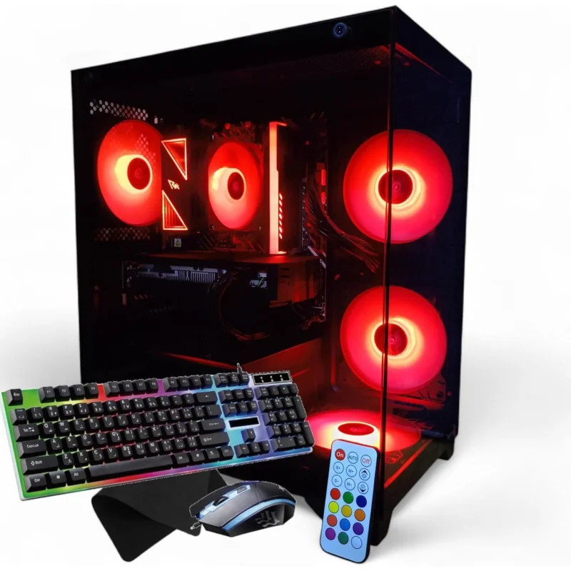 Gaming PC i5  Discrete Graphics Card 16GB RAM High Speed Storage Windows 11 Pro RGB Lighting Remote (Black, Nvidia Ge Force Rtx
