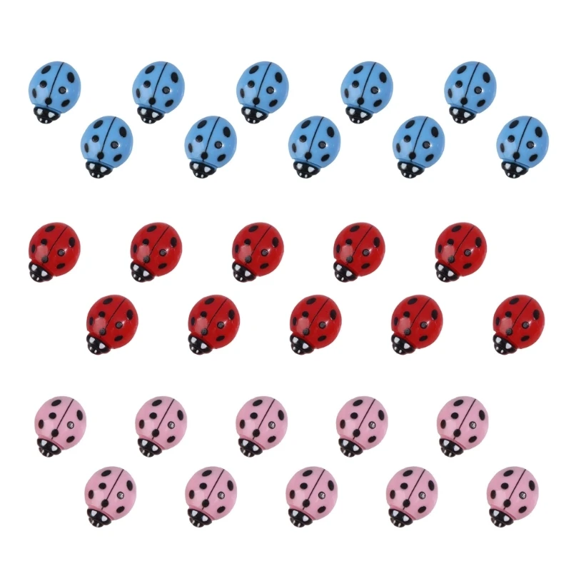 652F Pack of 30 Lovely Ladybugs Hair Clip Colorful Designs Resin Alloy Hair Accessory