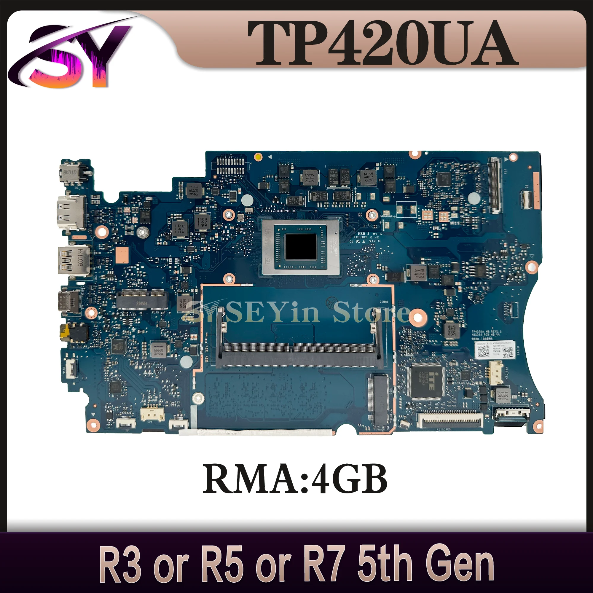 

TP420UA Mainboard For ASUS J420UA TP420U TM420UA Laptop Motherboard R3 R5 R7 5th Gen RAM/4GB