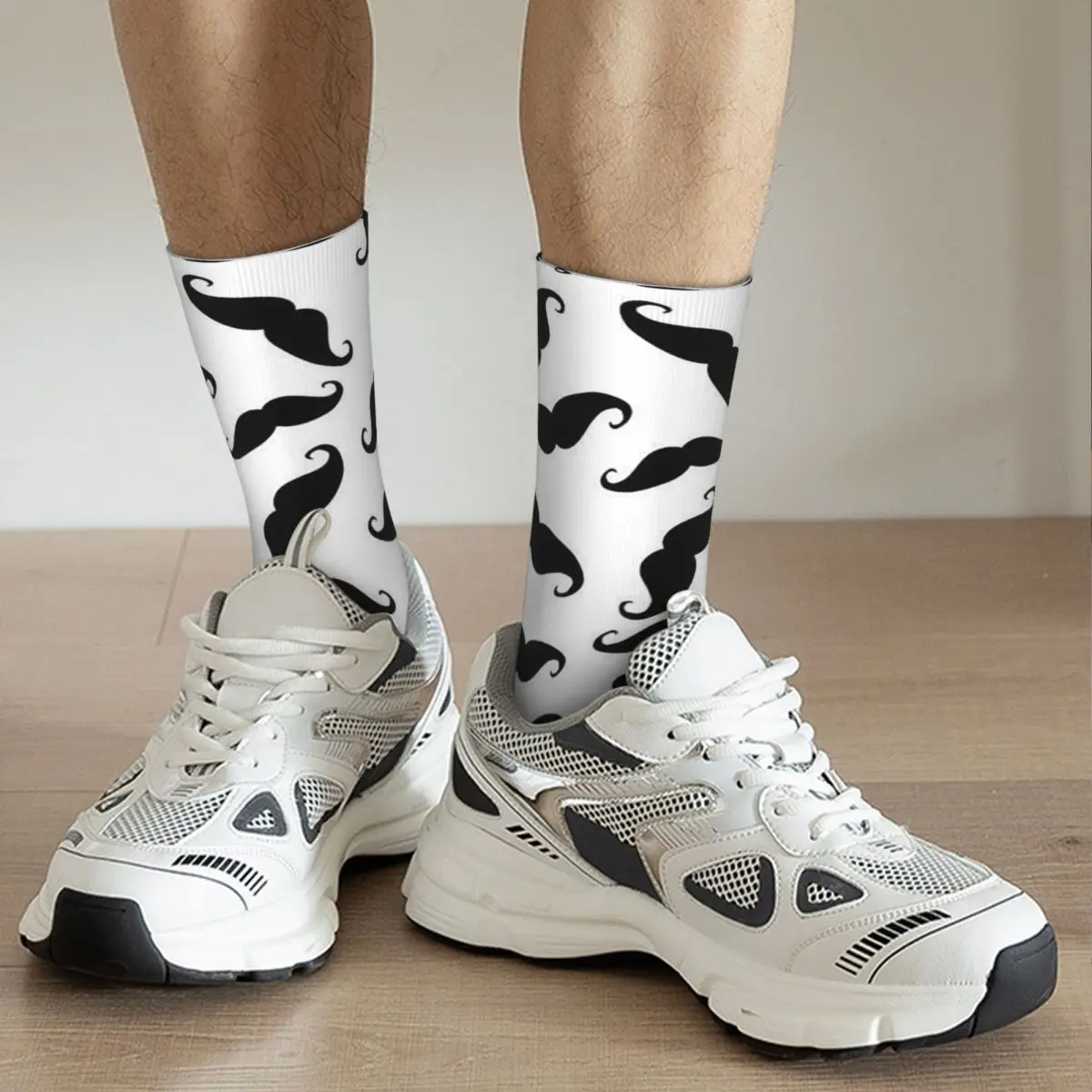Cartoon Moutache Pattern Socks Harajuku Super Soft Stockings All Season Long Socks for Man Woman Valentine's Day Gifts