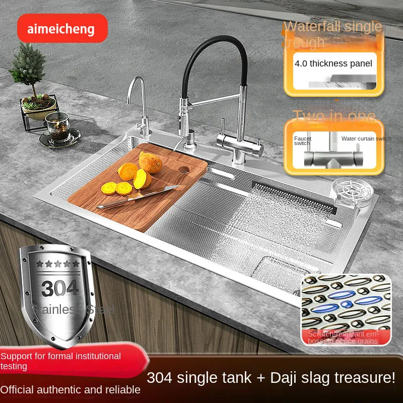 Handmade Basin Multiple With Accessories Multifunctional Large Capacity kitchen Sink 304 Stainless Steel Single Bowl Thickened
