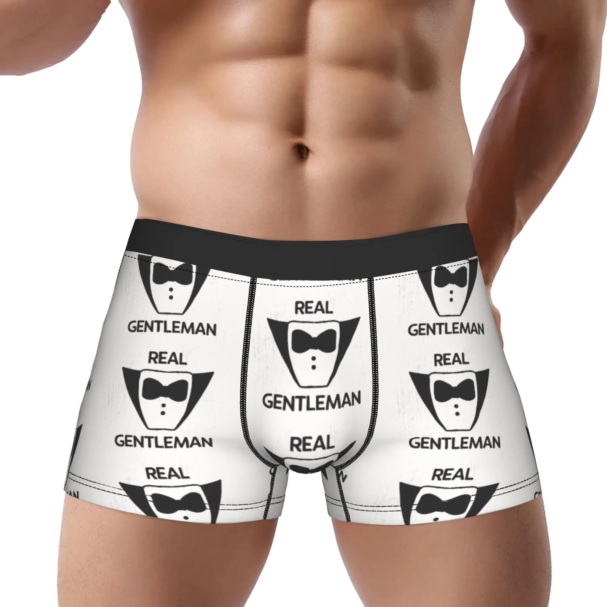 

Мужские трусы-боксеры из полиэстера с принтом Real Gentleman