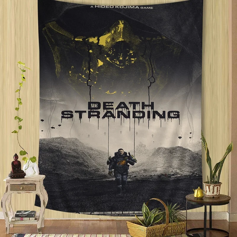 VIKAMA Death Stranding Tapestry, Hideo Kojima Game Print Wall Cloth for Bedroom Dorm & Gaming Room Background Decor
