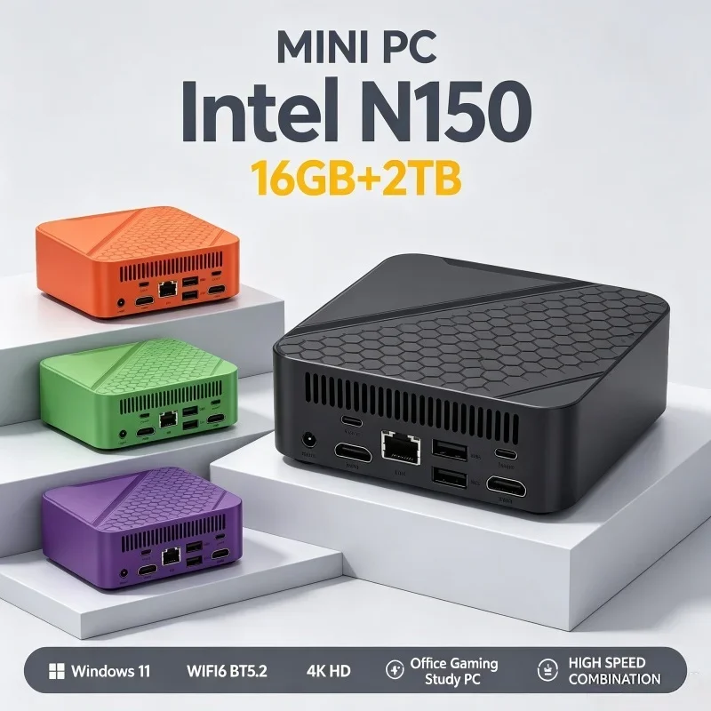 Portable Mini Computer Intel N150 Powerful Processor 16GB RAM 1TB‑2TB SSD WiFi6 BT5.2 Versatile Interfaces Home Business Mini PC