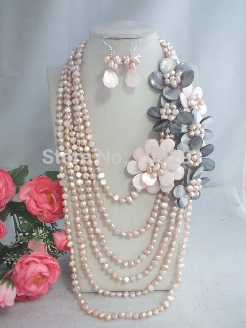 Beautiful Handmade Shell Flower Necklace fit Wedding Jewelry 20-30\