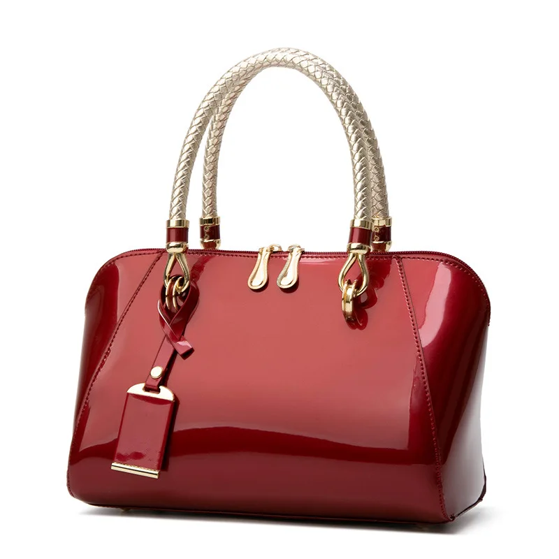 Luxe Designer Handtas Glanzend Lederen Boston Tas 2024 Mode Nieuwe Blauw Rood Zwart Beige Roze Tassen Voor Vrouwen Sac De Luxe Femme