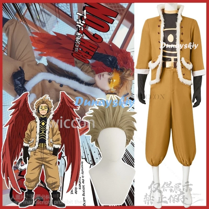 Anime My Herooo Academiaa Cosplay Hawks Costume Takami Keigo Uniform Suit Wigs For Halloween Christmas Party Man Customized