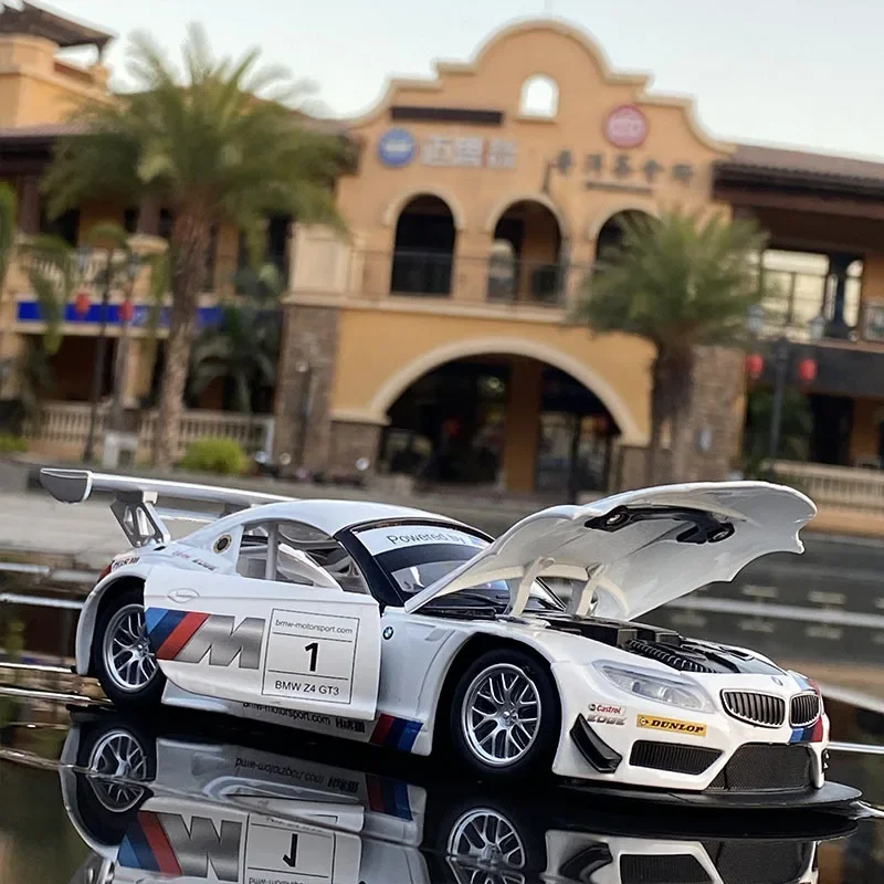 高軽量レーシングカーモデル,1:24,bmw z4, gt3,ダイキャストメタル,合金,ミニチュアモデル,フリーホイール