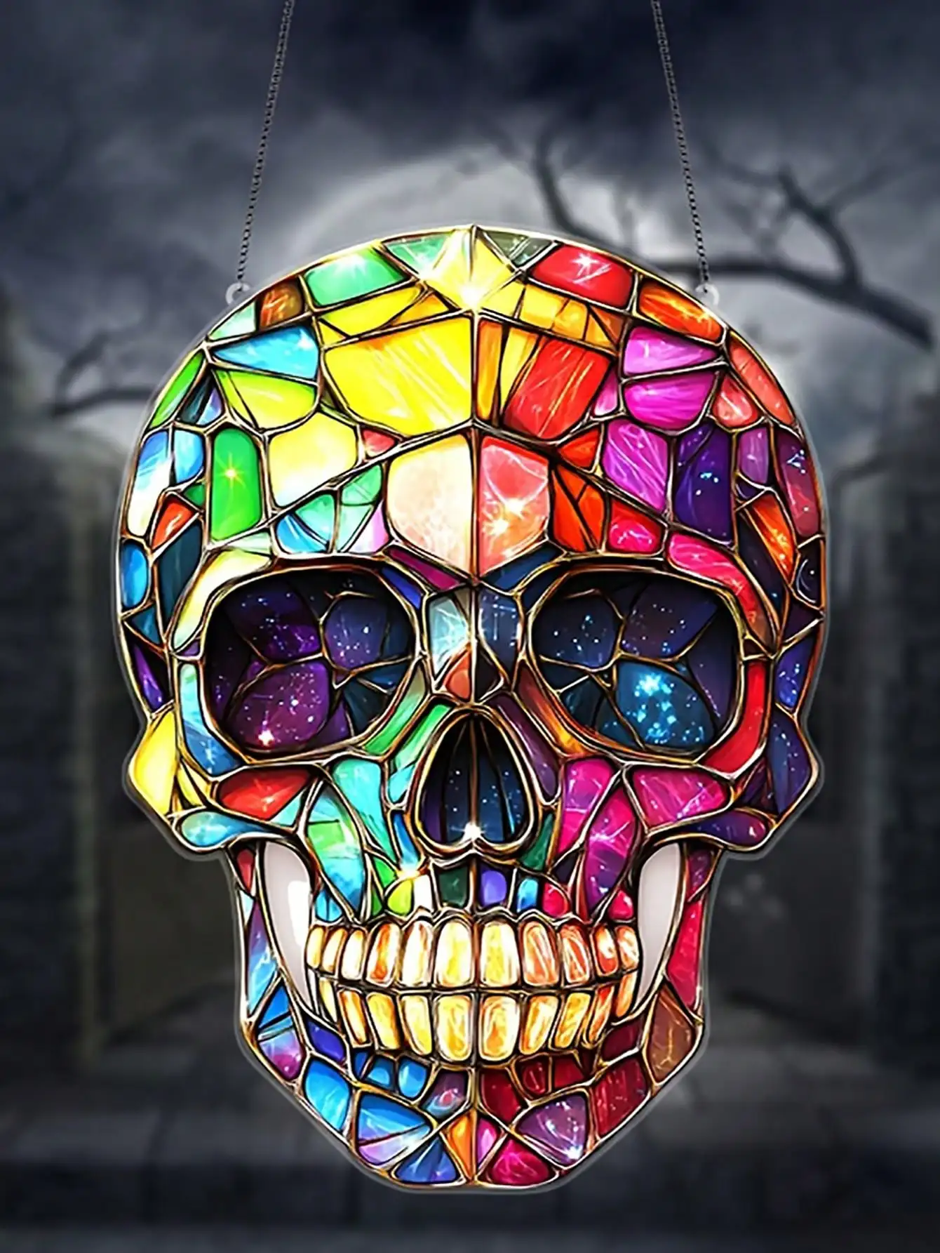 قلادة على شكل جمجمة السكر مقاس 8 بوصة × 6 بوصة، مناسبة لحدائق العائلة - مثالية للاحتفالات يوم الموتى والعطلات