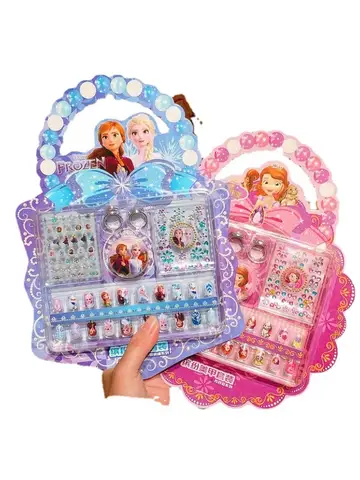 Disney Children's Nail Sticker Set Elsa Princess Dress Up Cute Kawaii Stickers Waterproof Nail Art Stickers Frozen Girl Gift Toy