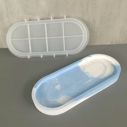 Moldes de bandeja de almacenamiento de yeso de silicona, forma ovalada, plato de exhibición de joyería, molde de cemento de hormigón, herramienta de molde de fabricación de posavasos de resina hecha a mano