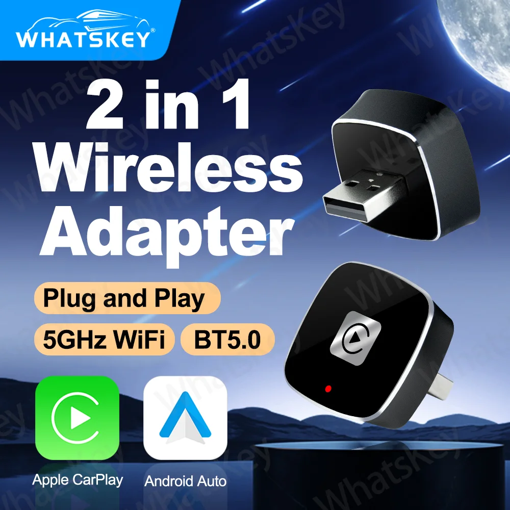 Adaptador USB inalámbrico Carplay Android Auto 2 en 1 para Skoda Honda Toyota Fiat Lancia Ford Audi Benz Opel VW Radio de coche Original,Caja de actualización de pantalla original del automóvil,