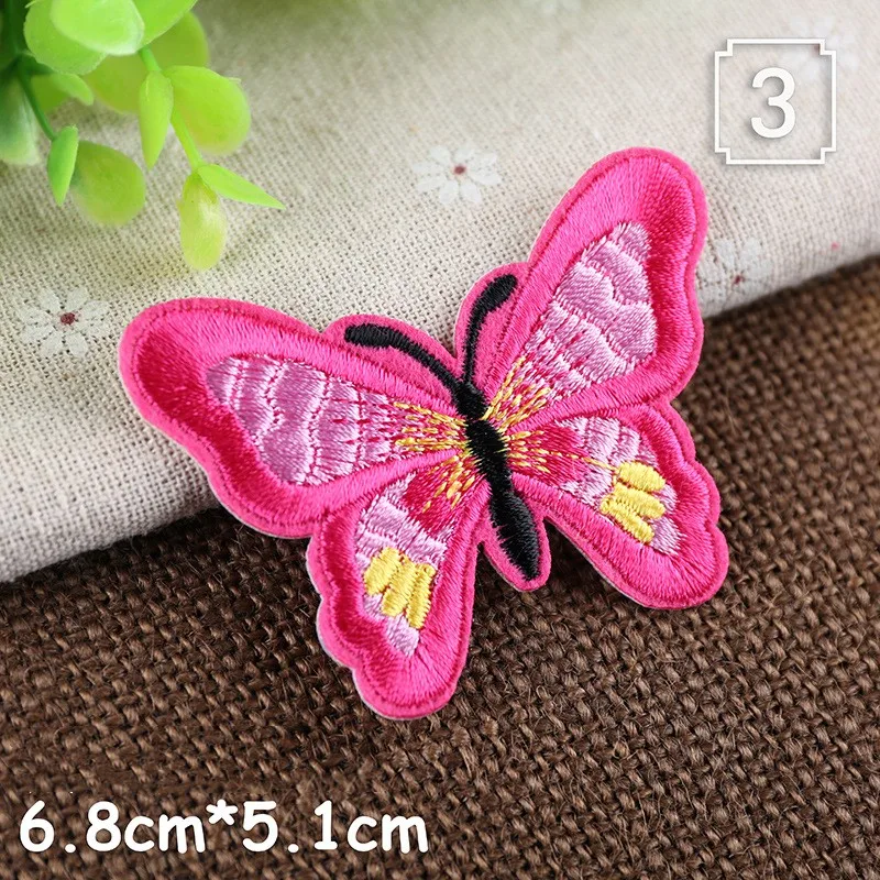 Cute Butterfly Needlework Fusible Patch Iron-On Thermal Stickers For Kids Clothes Stitch Stuff Embroidered Applications Sewing