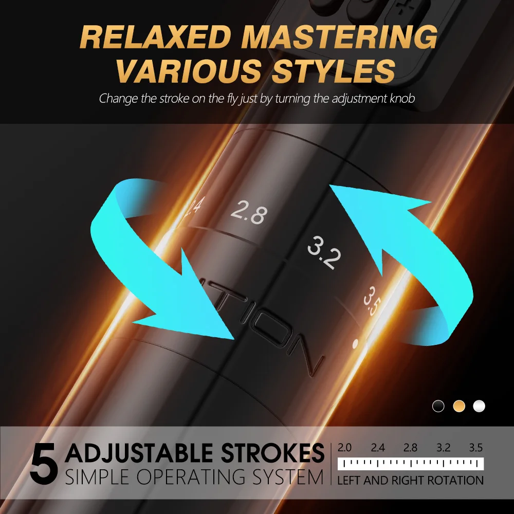 طموح سالي عدة Coreless موتور قابل للتعديل السكتة الدماغية 2.0-3.5 مللي متر قلم الوشم اللاسلكية تجميل دائم آلة الوشم الروتاري القلم #5