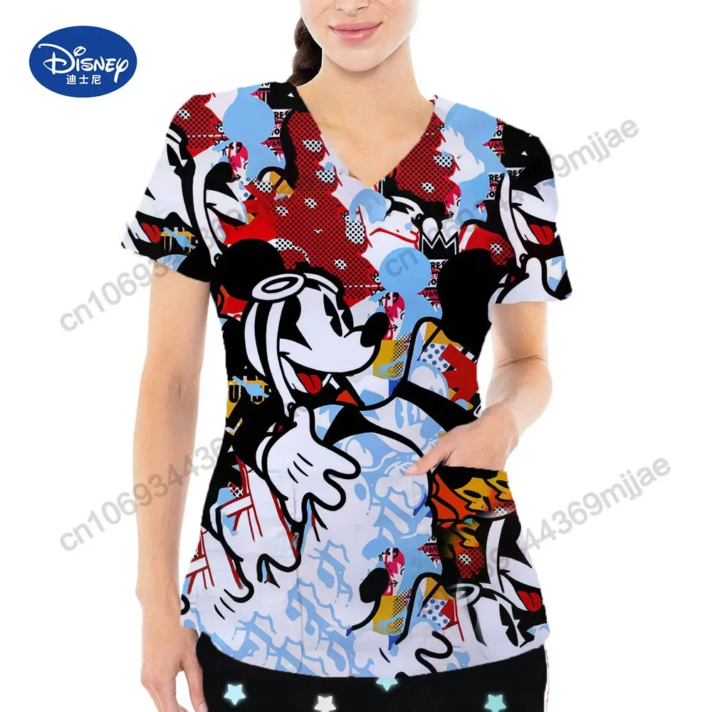 Pocket T-shirt Fashionable Women's Top With Sleeves Nurse Uniform Harajuku Fashion Woman Blouse 2023 T-shirt for Girls Tops Y2k