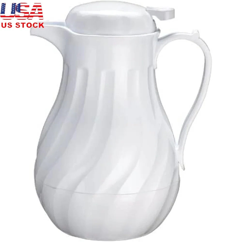 

Durable Push Button Insulated Beverage Server 64oz Double Wall Swirl Design Includes Tags Coffee Tea Service Hand Wash