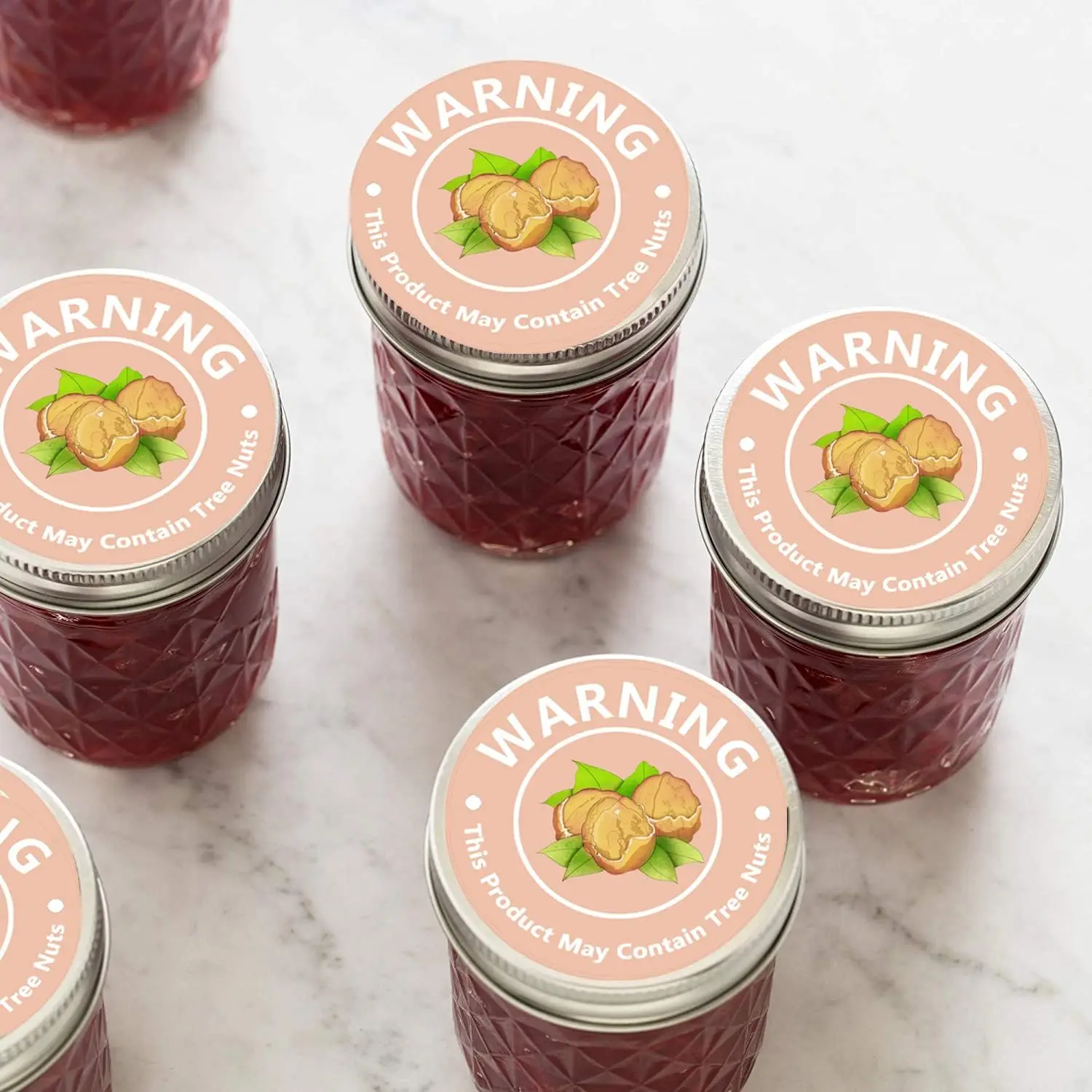 1.5 Inch Contains Nuts Labels,Tree Nuts Allergen Labels,Allergy Warning Stickers,Food Advisory Labels for Food Packing,Retail