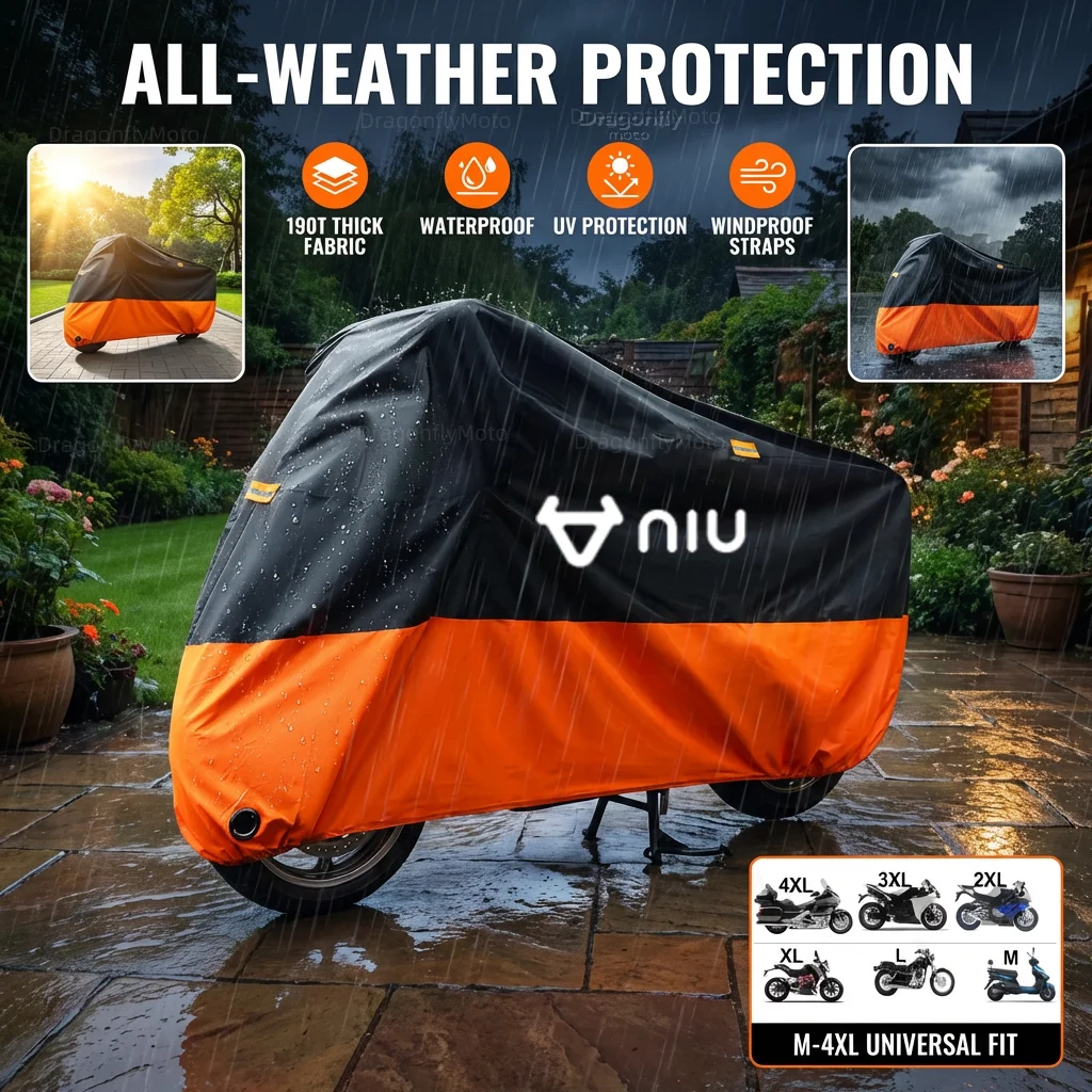 

Чехол для мотоцикла NIU N1 N1S M1 U1 M+ NG US U+ UQI U+B, утолщенный, 210D, водонепроницаемый, для улицы, с защитой от УФ-лучей, пыли, дождя и солнца