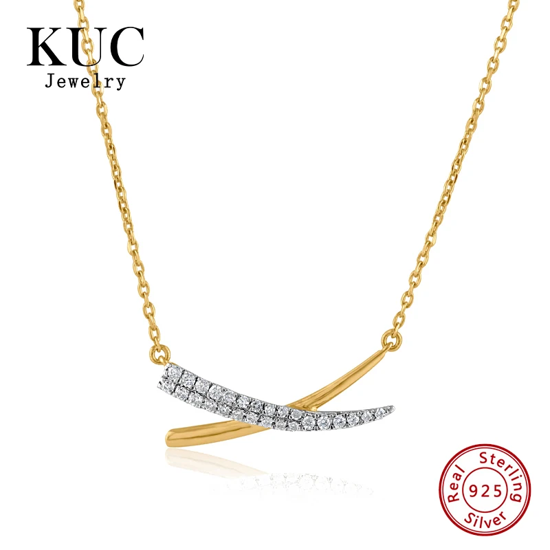 

Trendy Elegant Plata De Ley KUC Jewelry 925 Sterling Silver 18k Gold Plated Chic Luxury Cross Zircon Collares Necklaces