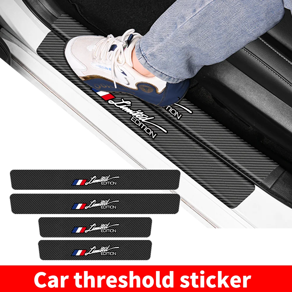 Limited Edition Carbon Fiber Car Door Sill Threshold Sticker Door Trunk Strip For Renault RS Kwid Trafic Captur Scenic 2 Twingo