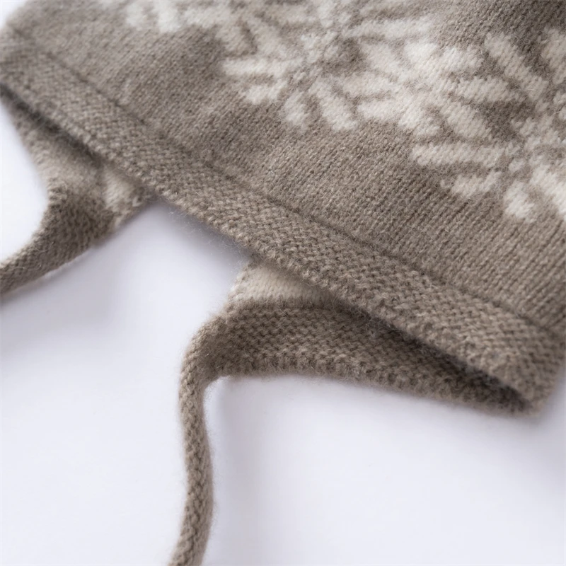 Keep Warm Winter Hat for Children Unisex Knit Cap Kids 100% Cashmere Jacquard Hats for Boys And Girls Fashion Pattern Caps