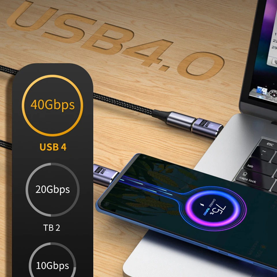 UGOURD Adaptador USB4 USB C A USB C Thunderbolt 3/4 40Gbps OTG Extensión Cable Adaptador Tipo C Macho A Hembra Convertidor Para Portátil 2