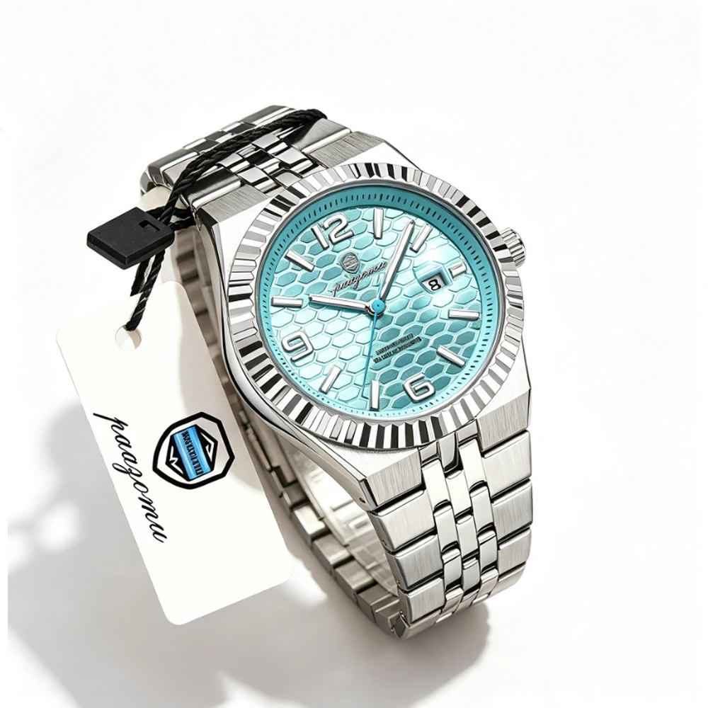 Luxury Watch Zone - PAAZOMU Men's Honeycomb-Patterned Quartz Watch, Business