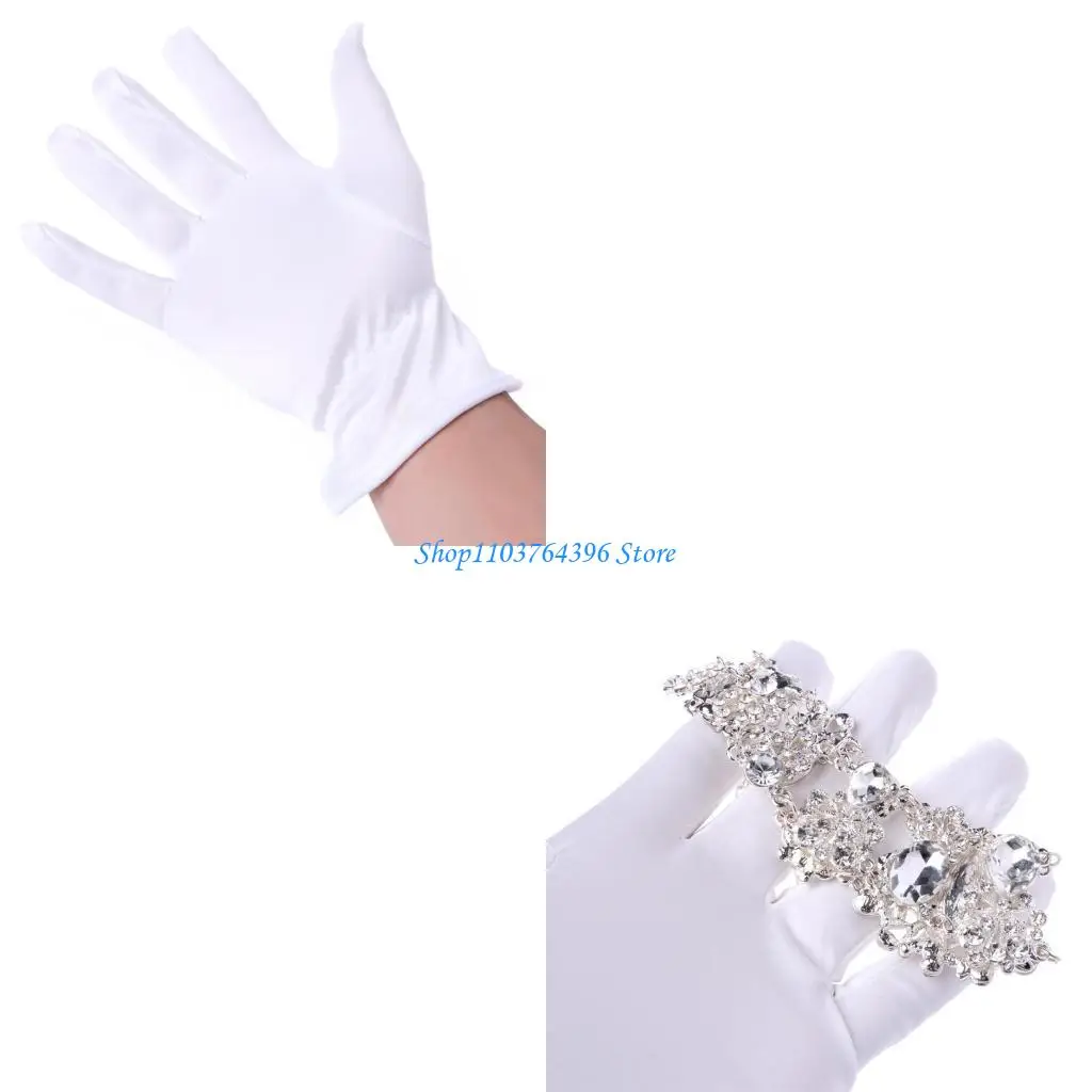 

White Cotton Gloves Jewelry Gloves for Men Women Dry Hand Art Crafts Handling Work Gloves Coin Jewelry Inspection Glove