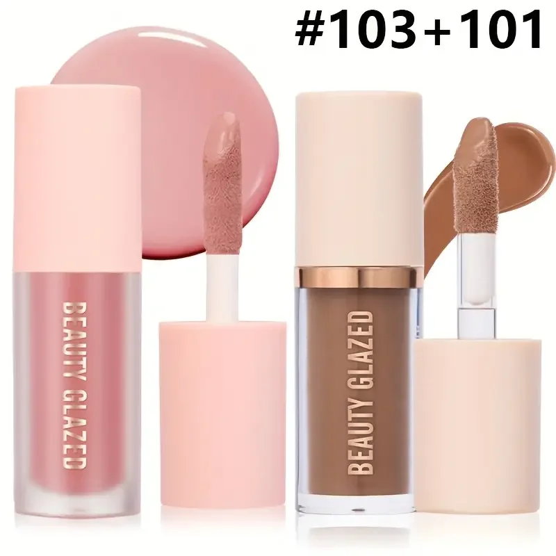 Ensemble de maquillage pour fard à joues et corps liquide, mat, léger et imperméable, Combo de beauté naturelle lisse pour femmes, 2 pièces/ensemble