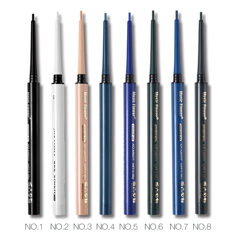 Music Flower 12 Color Gel Eyeliner Pencil Automatic Waterproof Eye Makeup Black Blue Eyleliner Long Lasting Shimmer Cosmetics