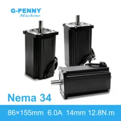 G-Penny NEMA34 Stepper Motor 86x155mm 12.8N.m 1800Oz-in 6A 14mm Shaft For CNC Engraving Router Lathe Plasma Cutting 3D Printer