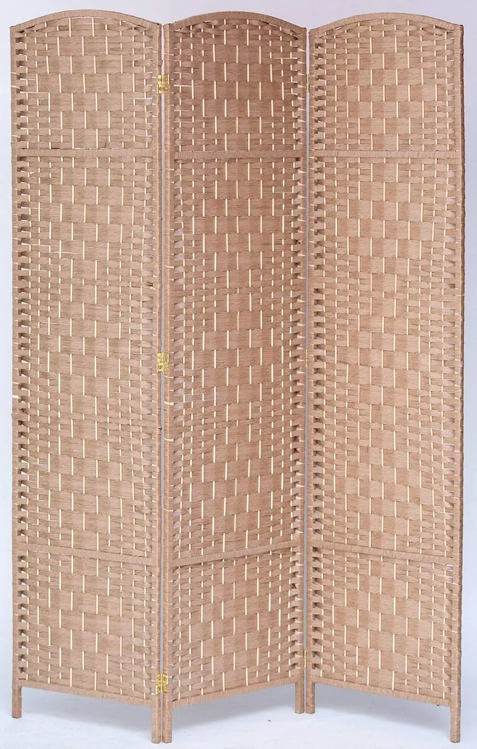 3 Panels Room Divider Privacy Partition Screen Bamboo Fiber Weave Natural Color 5.9 ft High X 4.3 ft Wide