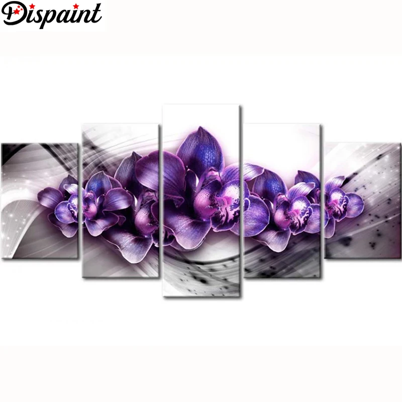 

Dispaint 5 шт. полная квадратная/круглая дрель 5D DIY алмазная живопись "Орхидея пион лилия" многокарточная комбинированная вышивка 5D подарок