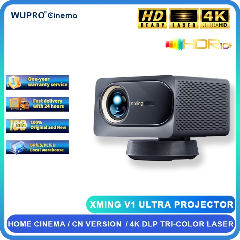 

Formovie Xming V1 Ultra Projector 1100ANSI Lumens HDR LED For Home Portable Cinema MEMC 4K 2+32GB Wifi6 Dolby Audio Laser Beamer