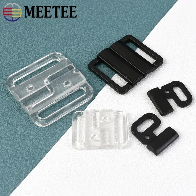 20/50/100Sets 10/15/20/25mm Bra Closure Plastic Buckle Swimsuit Strap Bikini Clasp Resin Button Tie Adjustable Clip Buckles