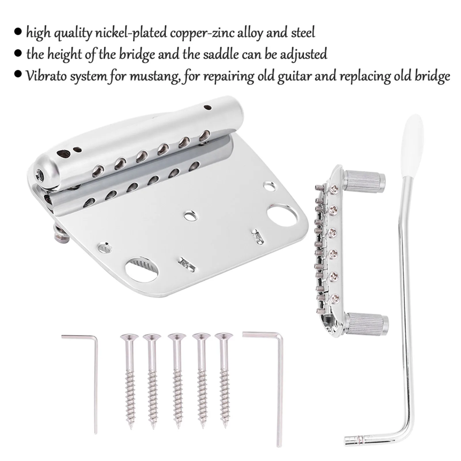 

Guitar Tailpiece Bridge Set Tailpiece Bridge Set Tremolo Vibrato Tailpiece Bridge Set for Mustang Guitar Replacement Parts