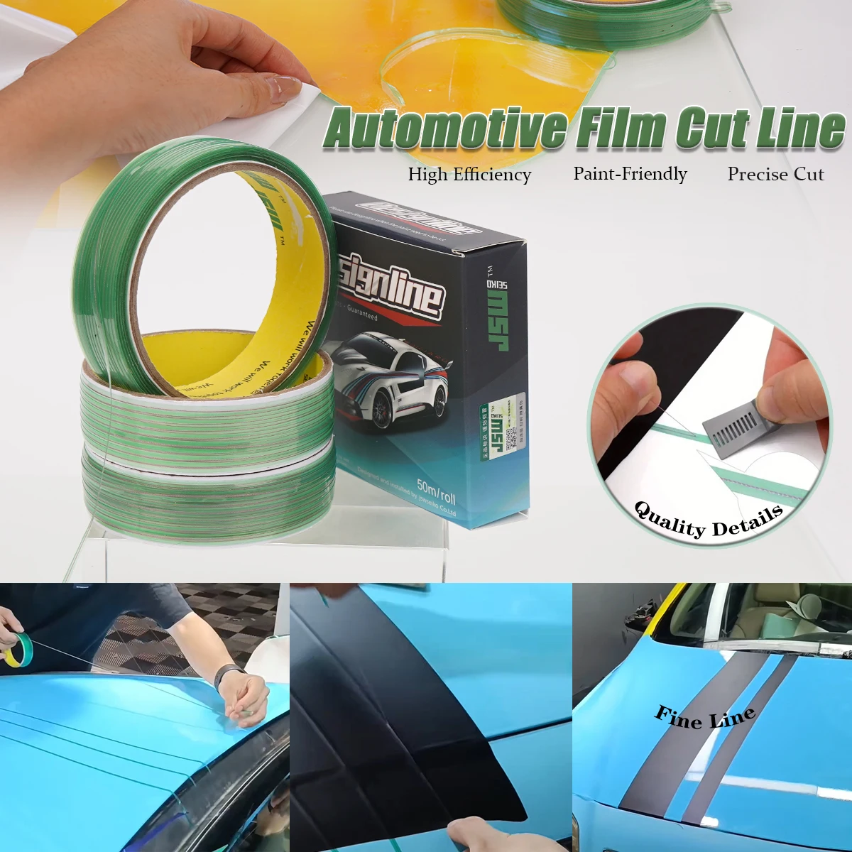 

Инструмент для точной резки виниловой пленки и автомобильных наклеек (5/10/50 м), для создания бесшовных линий и детализации края, без использования ножа, для позиционирования при нанесении покрытия на автомобиль.