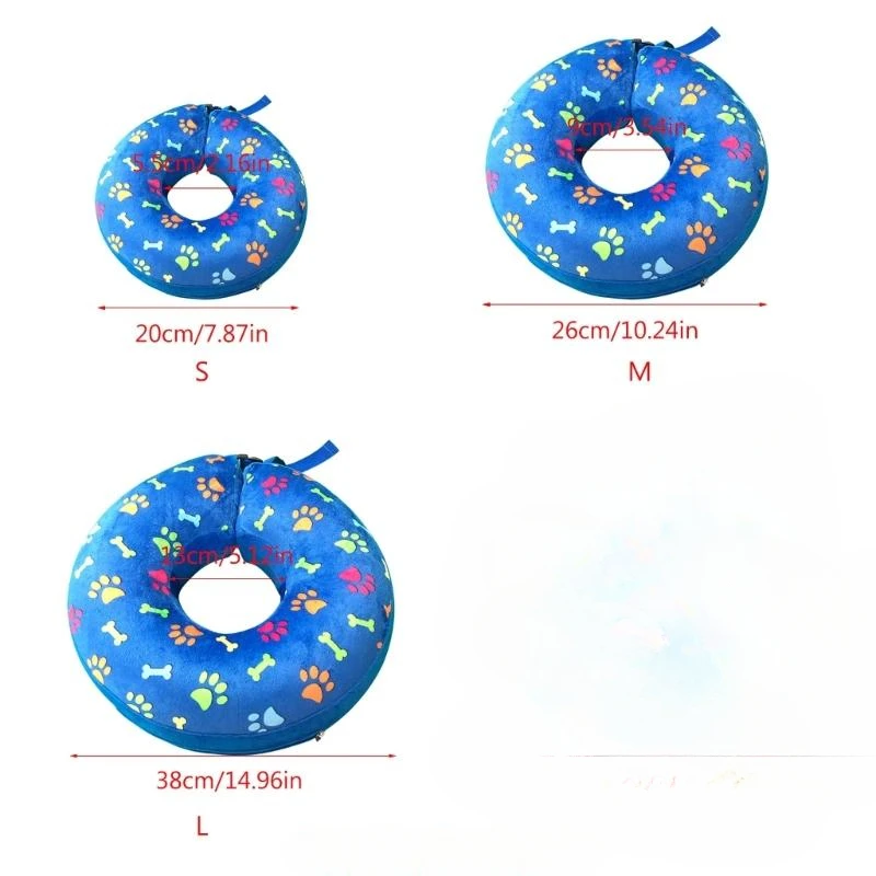 Inflatable Pet Recovery Collar Dog Cat Protective Cone After Surgery Collar Wound Healing Collar Cartoon Pattern