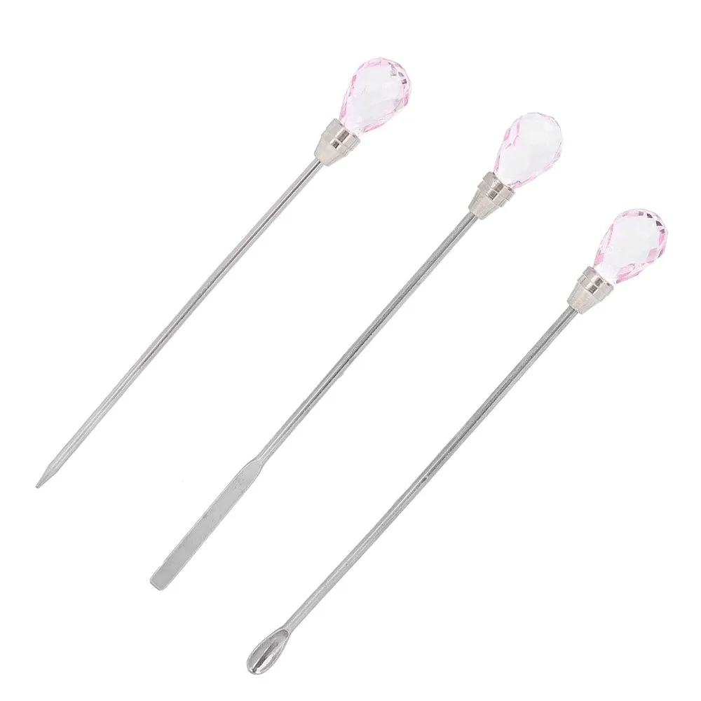 3 pièces de baguettes mélangeuses pour nail art en acier inoxydable, portables et faciles à utiliser, cuillères professionnelles pour mélanger la couleur des ongles