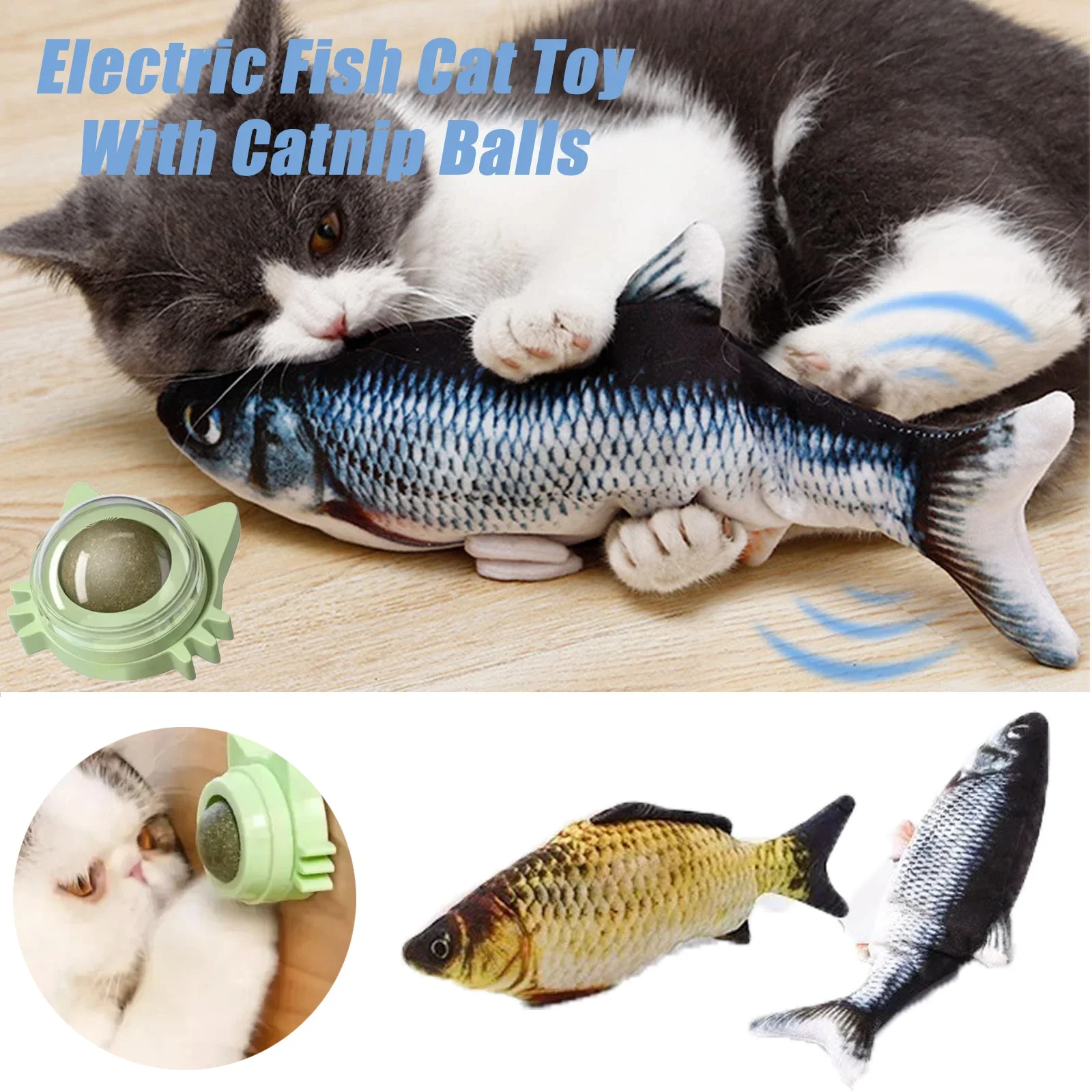 

Electric Fish Cat Toys With Catnip Balls Simulation Fish Swing Moving Fish Toy Funny Lickable Cat Catnip Interactive Cat Toy
