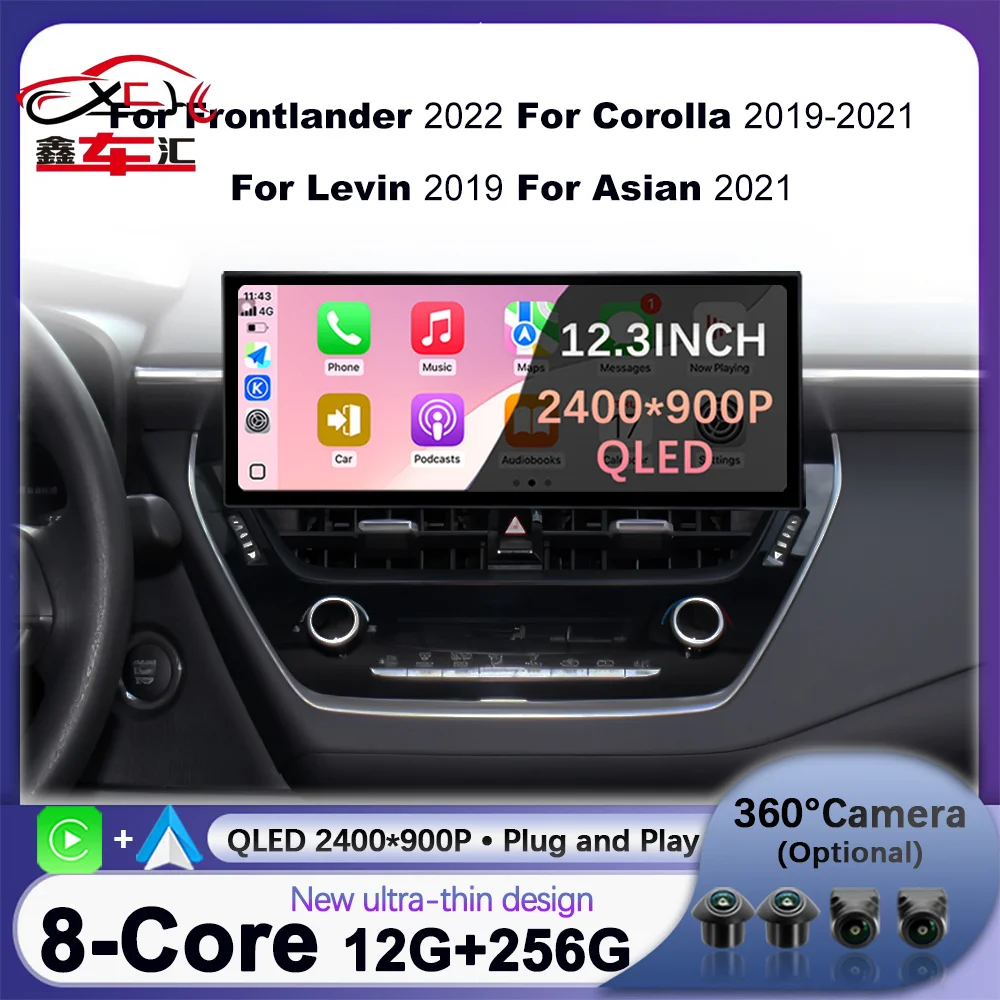 

Wireless CarPlay Android Auto For Frontlander 2022 For Corolla 2019-2021 For Levin 2019 For Asian 2021 Navigation GPS DSP Stereo