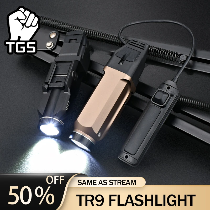 

STREAM TR9 Tactical Flashlight High Lumens Scout Weapon Light Fit ar15 optic Hunting Airsoft accessories 20mm rail M300 X300