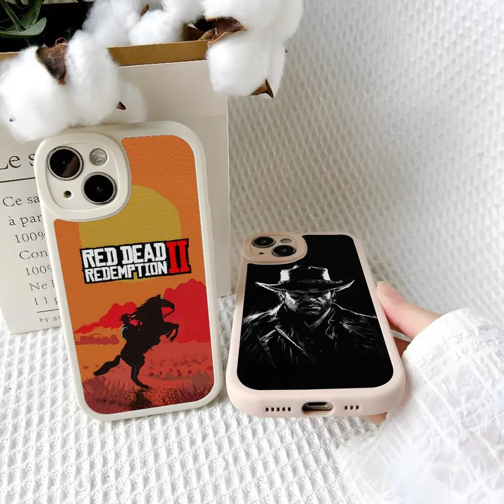 Coque de téléphone Red Dead r-redemption RDR 2, étui en Silicone pour Iphone 16 15 14 12 13 Pro Max 11 Mini Xr Xs 8 Puls en peau d'agneau