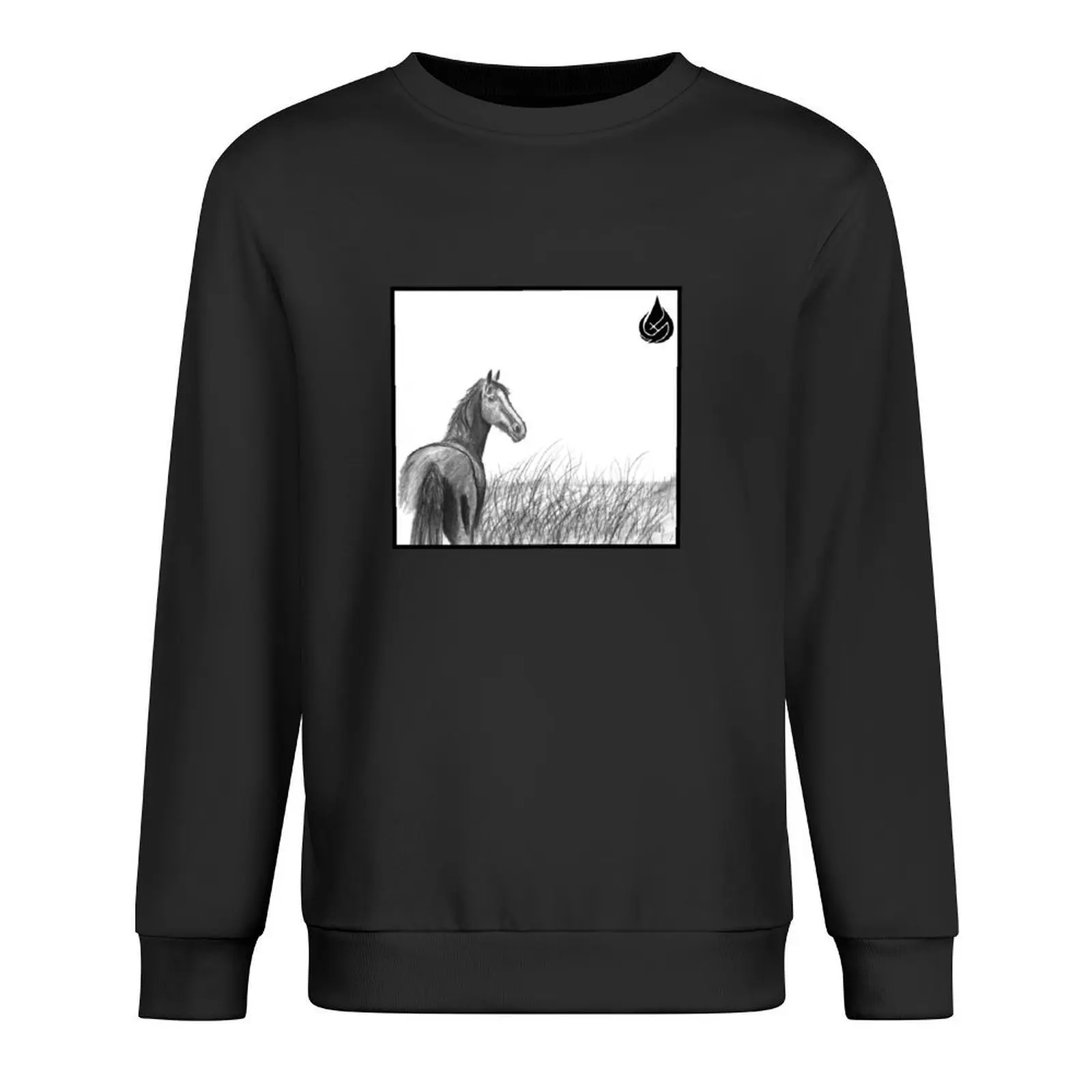 

HAZEY Charcoal Horse Pullover men's clothing men clothing tracksuit anime clothes sports sweatshirt man