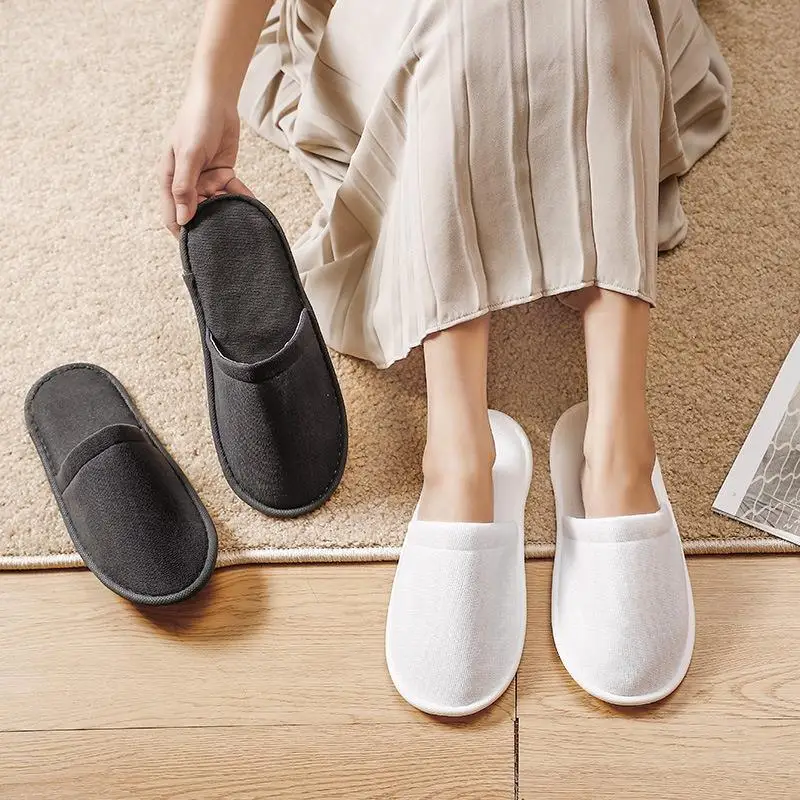 HOT 5 Pairs Women Men Disposable Slippers Non-slip Hotel Travel Slippers Home Guest Use Shoes Closed Toe Shoes Wedding Flip Flop