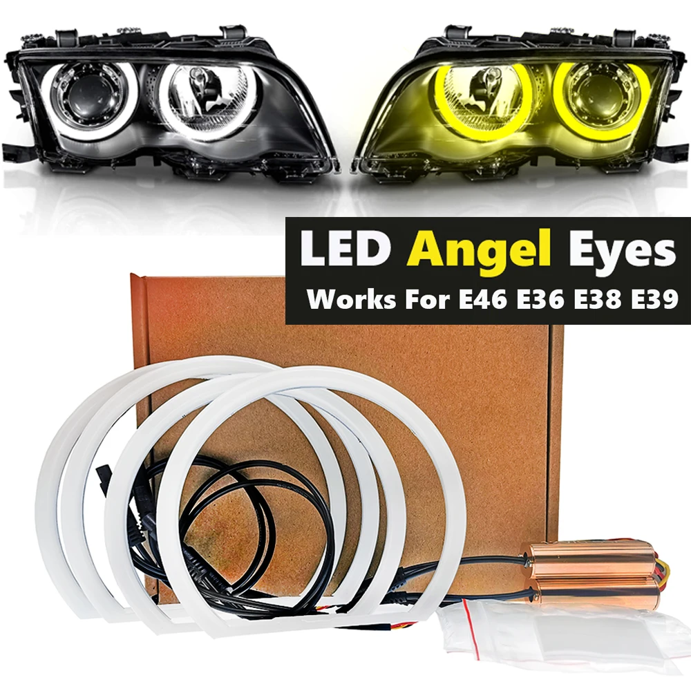 

1 Seat Cotton Light LED Angel Eye Halo Dual Color for BMW E46 316i 318i 320d 320i 323i 328i 330i 325xi 330d E36 E38 E39 2D Coupe