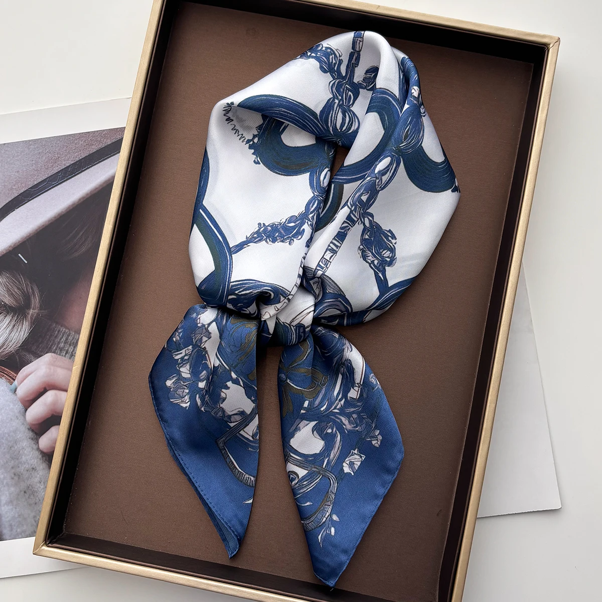 70*70cm Luxury Starfish Print Square Scarf For Women Elegant Ladies Hijab Neckerchief Shawl Soft Stain Imitation Silk Scarves