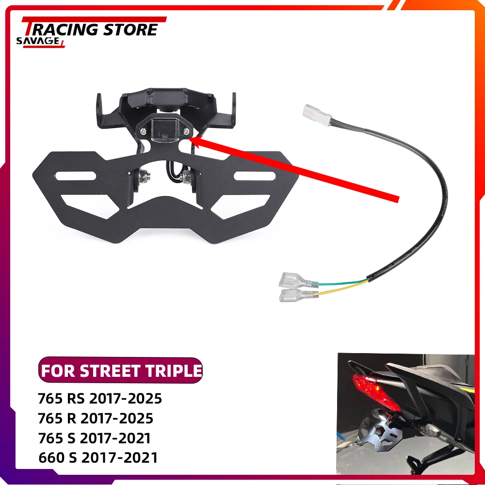 

Adjustable License Plate Holder with License Plate Light For Street Triple 765RS 765R 765S 660S Fender Eliminator 765 RS R S 660