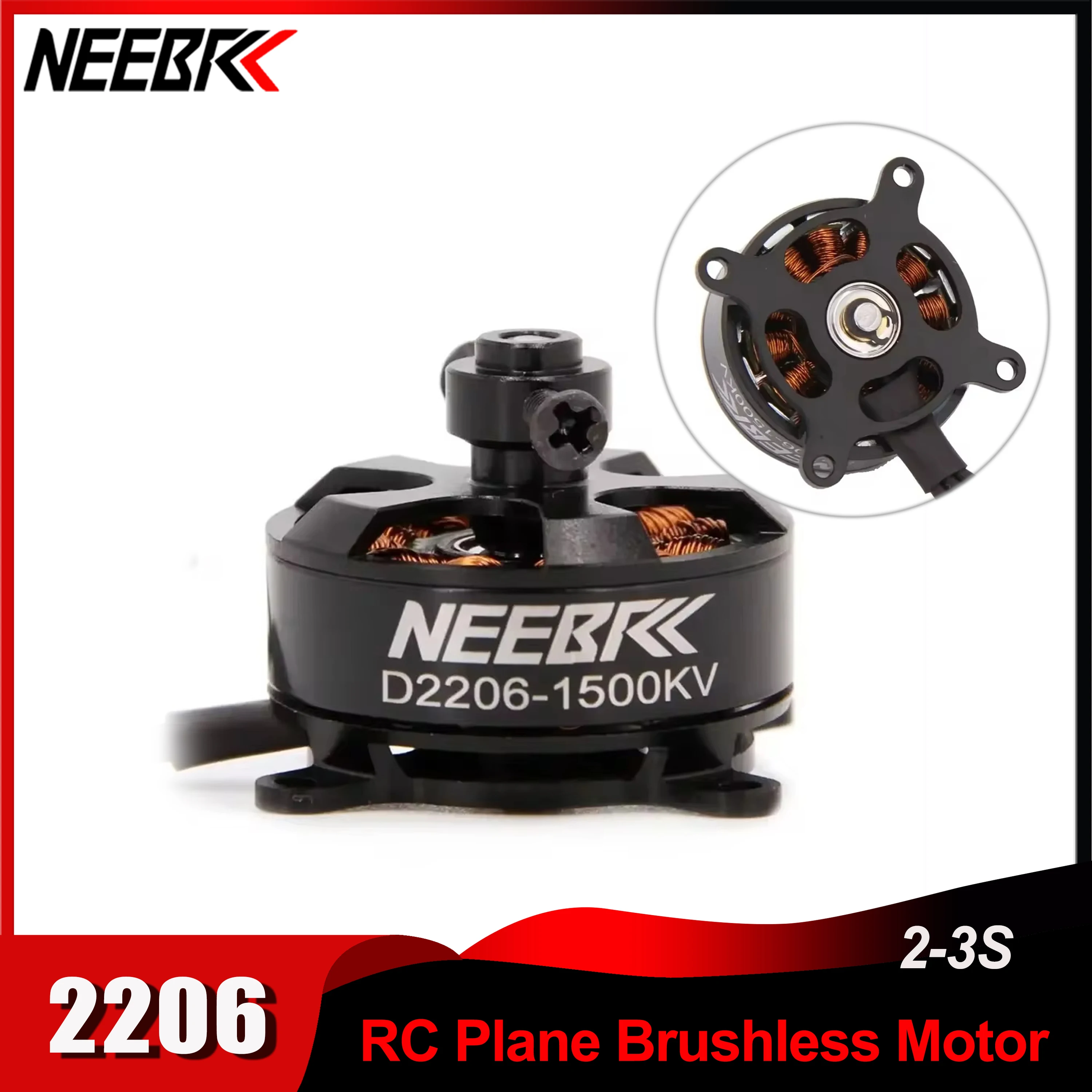 

NEEBRC 2206 1500KV 2-3S Outrunner Brushless Motor for RC Plane Fixed-wing FPV Racing Drone Airplane Quadcopter Multicopter Hglrc